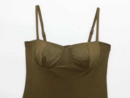 Underwire Spaghetti Strap Bodysuit for Women Casual Slim Fit