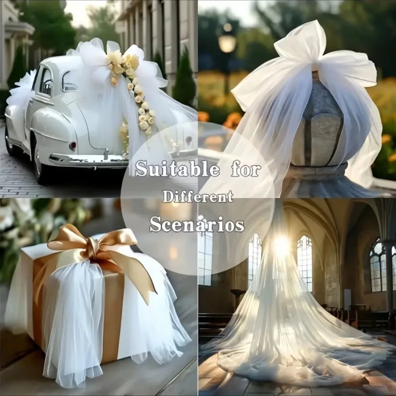 50M White Tulle Fabric for Wedding and Party Decor