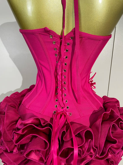 Women Red Black Bandage Two Piece Cocktail Gown