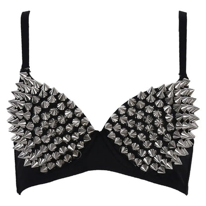 Silver Rivets Gothic Push Up Bralette for Women