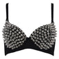 Silver Rivets Gothic Push Up Bralette for Women