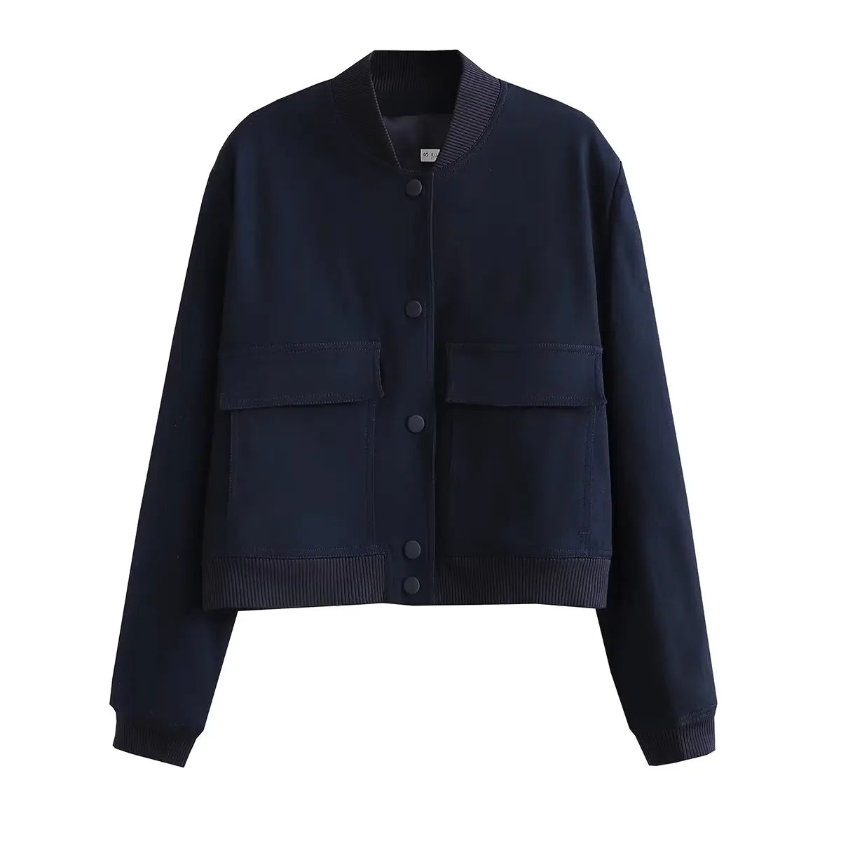 Willshela Women Solid V-Neck Bomber Jacket
