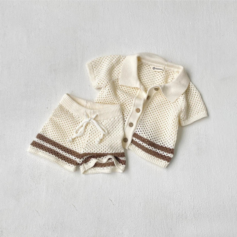 DGUKYM Summer Baby Knitted Sweater Cardigan Set