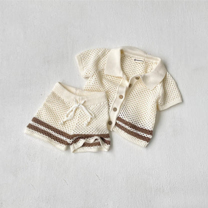 DGUKYM Summer Baby Knitted Sweater Cardigan Set