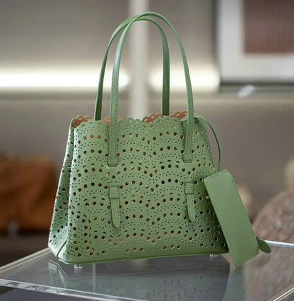 Mini Cowhide Shoulder Handbag Genuine Leather Bucket Bag