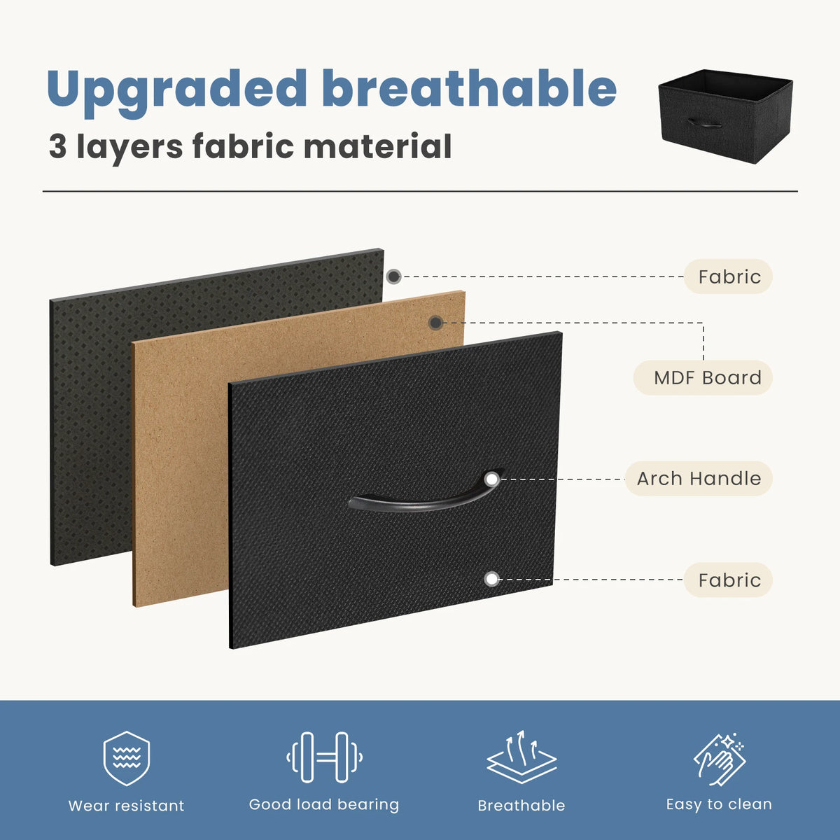 JHK Modern Wooden Dresser with 7 Fabric Drawers