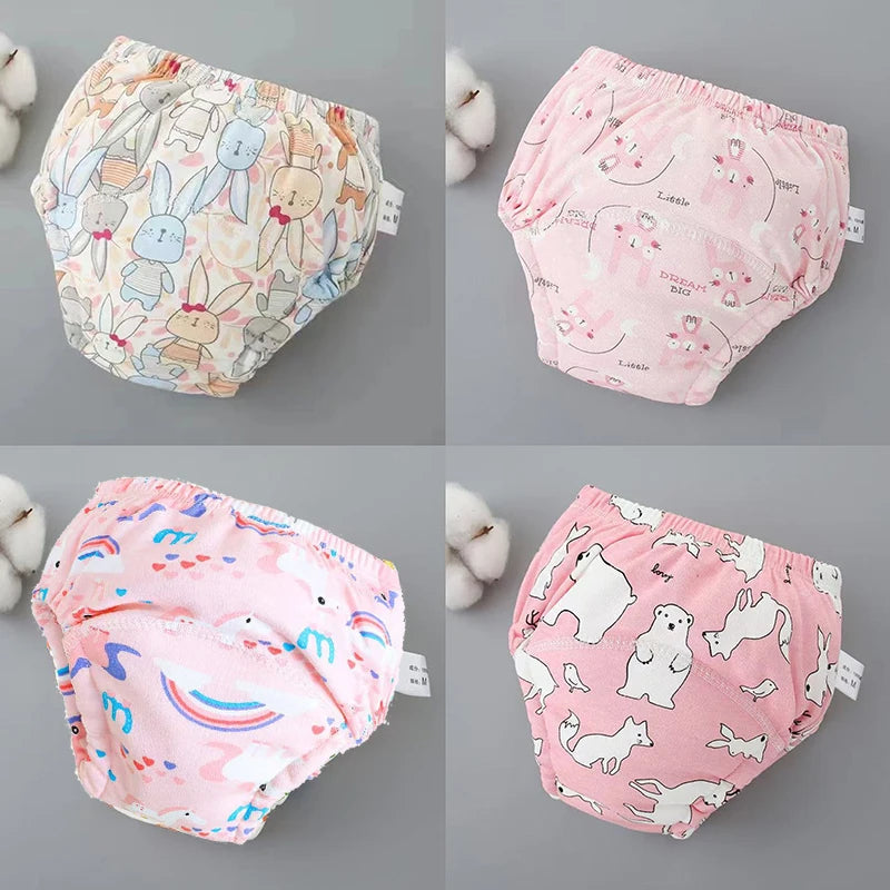 4PCS Reusable Cotton Baby Diapers for Potty Training