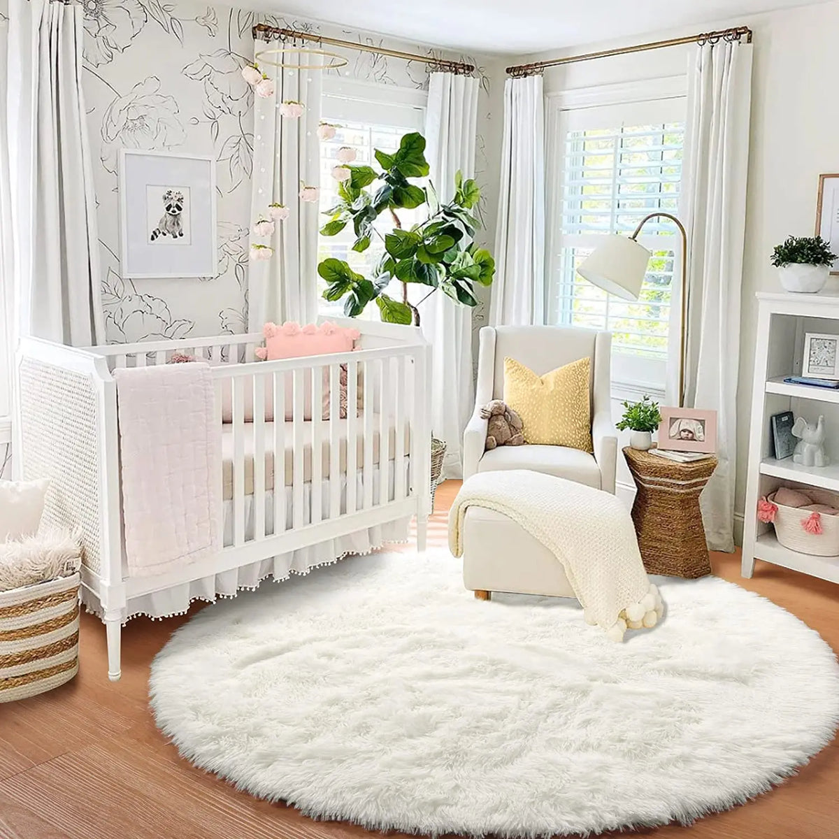 Round Plush Shag Carpet for Kids Room Decor