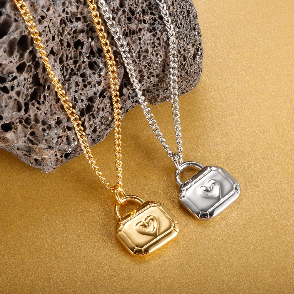 Stainless Steel Heart Pendant Necklace for Women