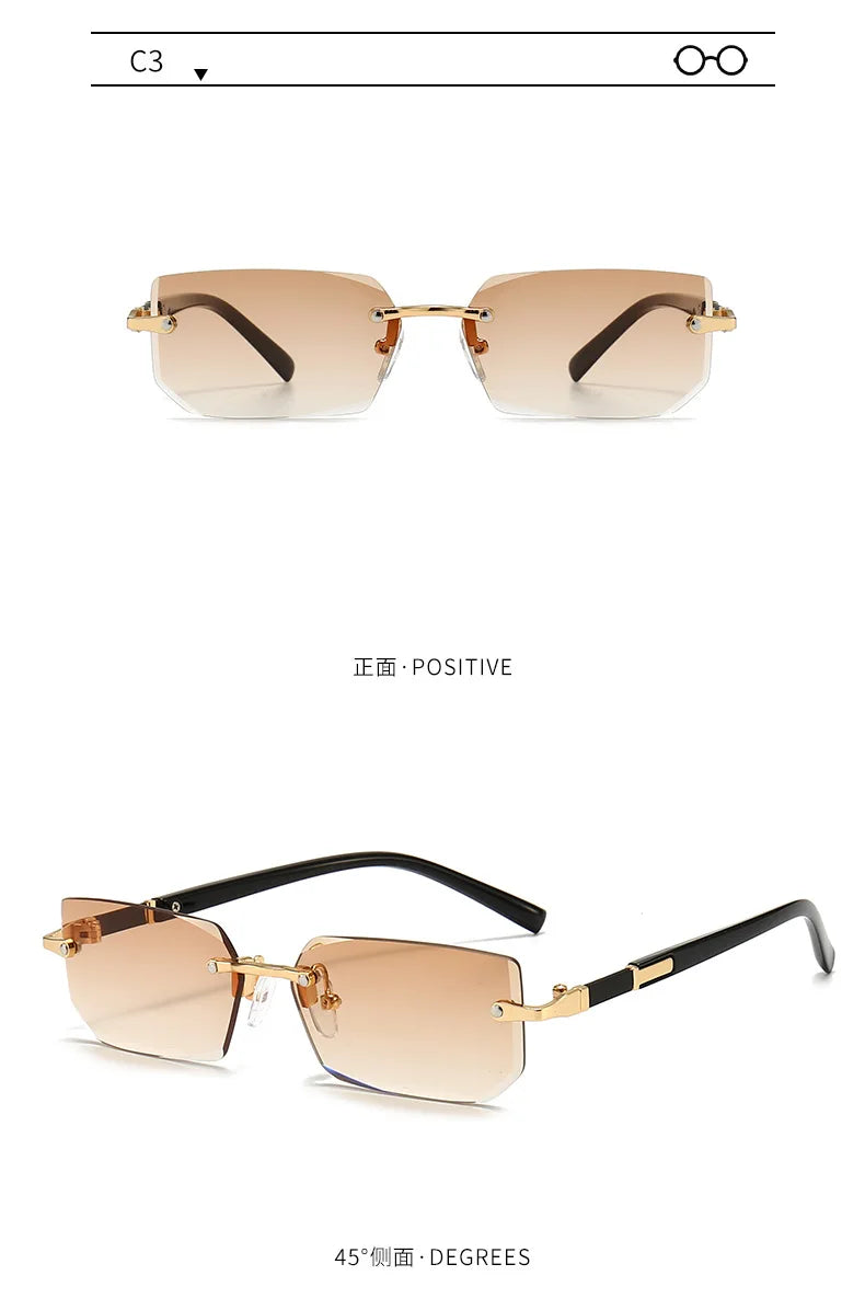 Rimless Square Sunglasses for Women and Men
