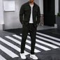 Men's Solid Color Waffle Longsleeved Pants Set