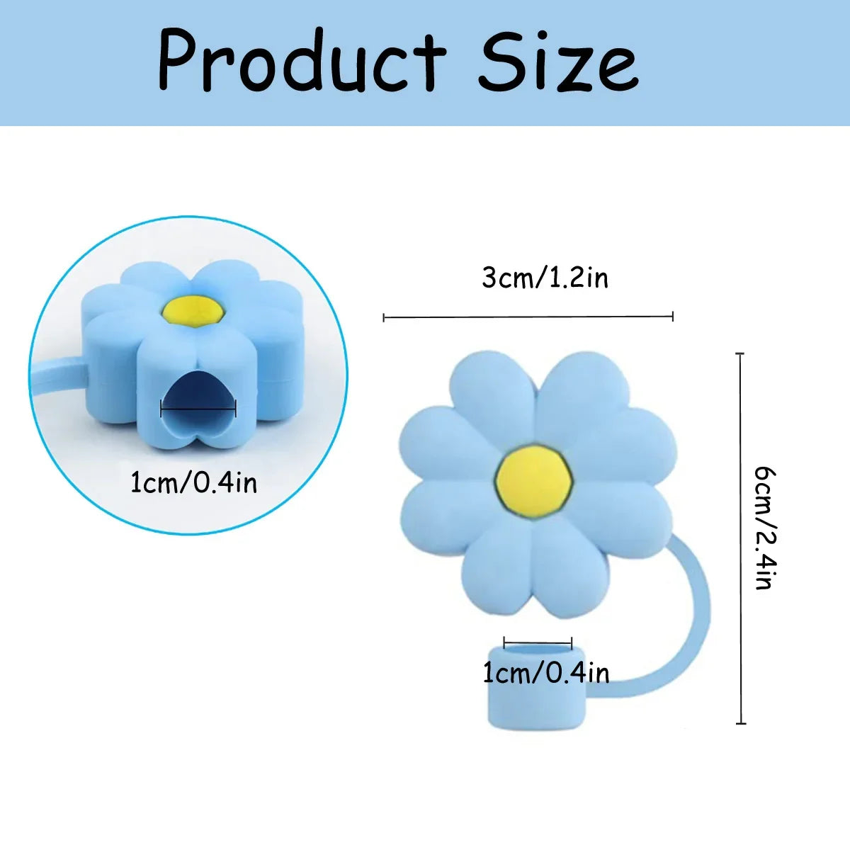 Silicone Dustproof Straw Covers 10mm Pack of 4