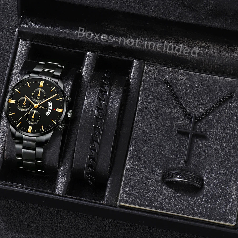 Men's Stainless Steel Quartz Calendar Watch