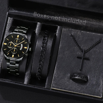 Men's Stainless Steel Quartz Calendar Watch