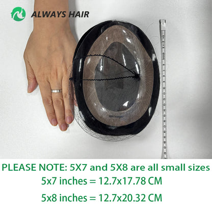 Fine Mono Men Short Toupee 5 Inch Indian Hair System