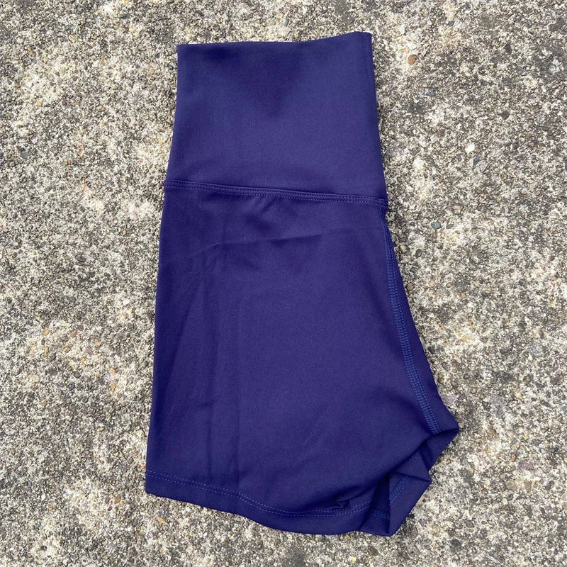High Waist Yoga Shorts for Women in Solid Color