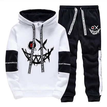 Mens Printed Tracksuit Casual Hoodie and Sweatpants