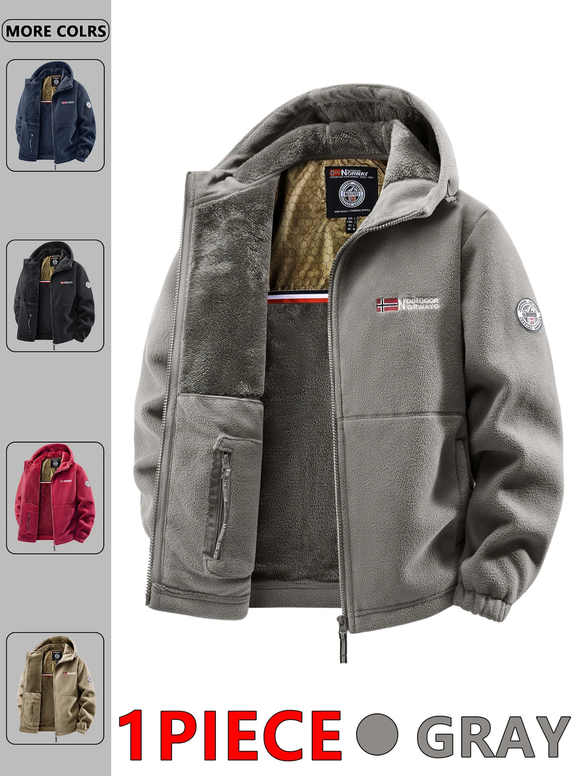 Men's Outdoor Hooded Jacket in Polyester