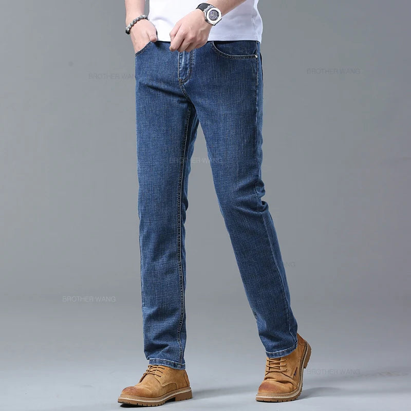 Light Blue Slim Jeans for Men in Stretch Denim