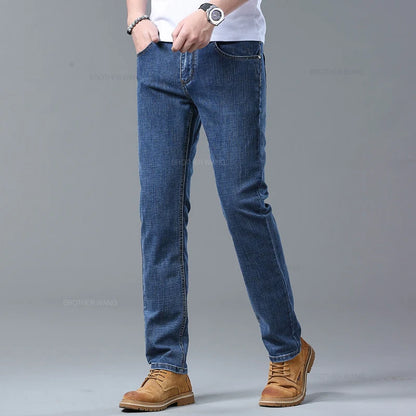 Light Blue Slim Jeans for Men in Stretch Denim