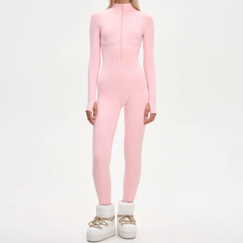 Women's Ski Suit with Fur Hood and Zippers