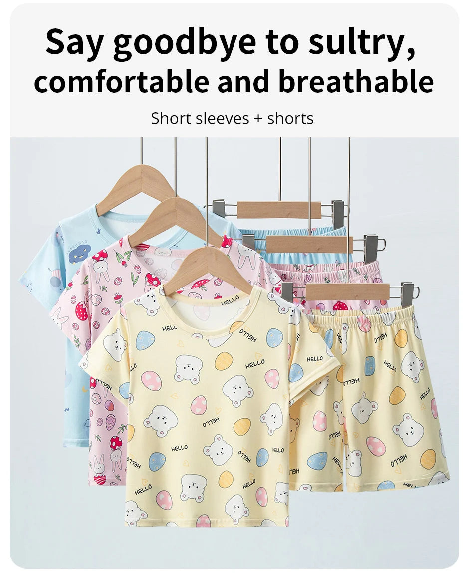 Children's Summer Short Sleeve Shorts Set