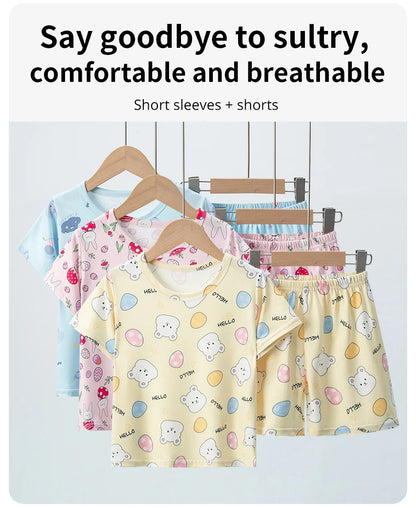 Children's Summer Short Sleeve Shorts Set