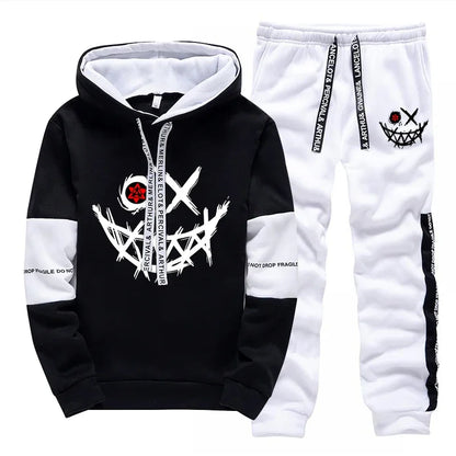 Mens Printed Tracksuit Casual Hoodie and Sweatpants