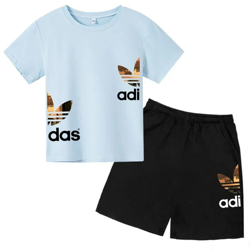 Kids Casual O-neck T-shirt and Pants Set