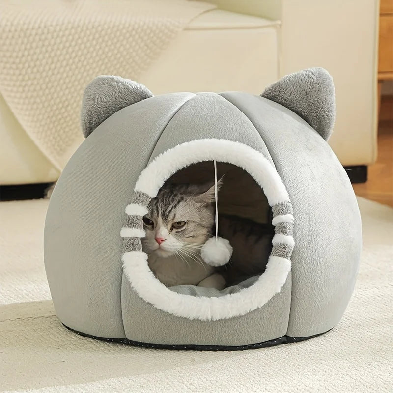 Deep Sleeping Cat Bed Cave Nest Plush Soft Mat