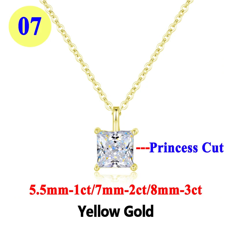 Moissanite Pendant Necklace 18K Gold Plated Women