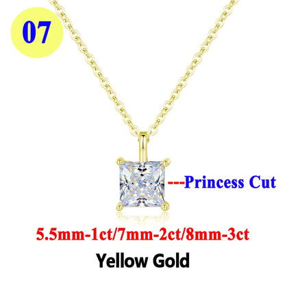Moissanite Pendant Necklace 18K Gold Plated Women