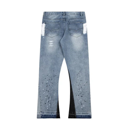Washed Denim Trousers for Men with Micro-Flared Style