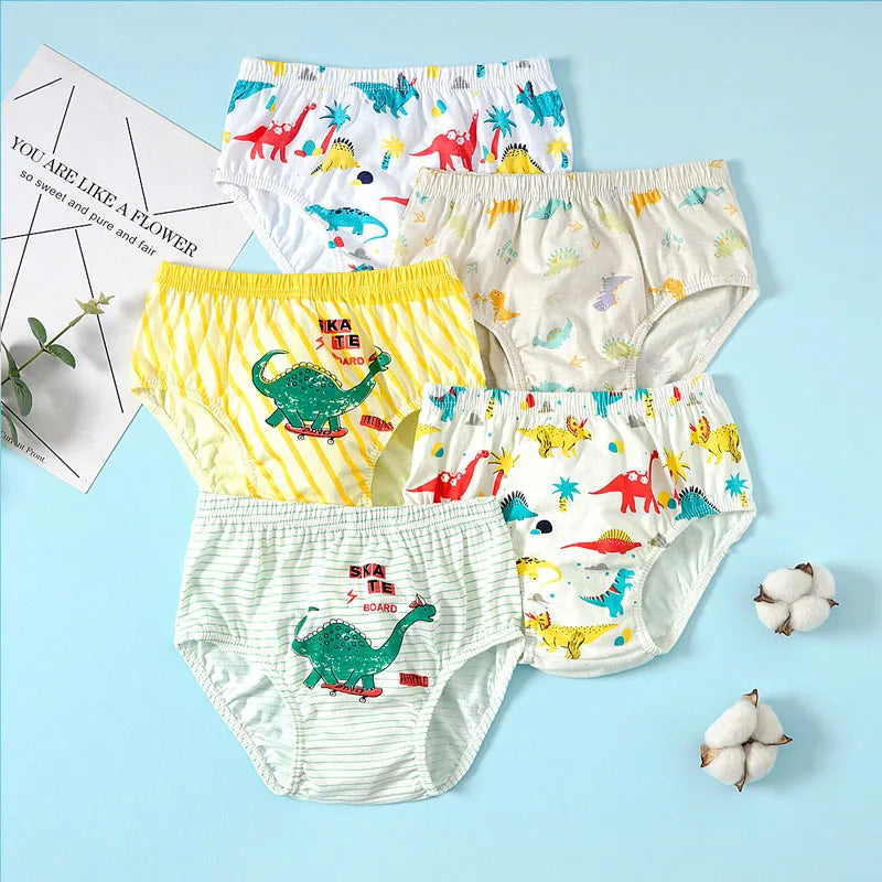 Cotton Dinosaur Cartoon Boys Briefs 3 Pcs Set