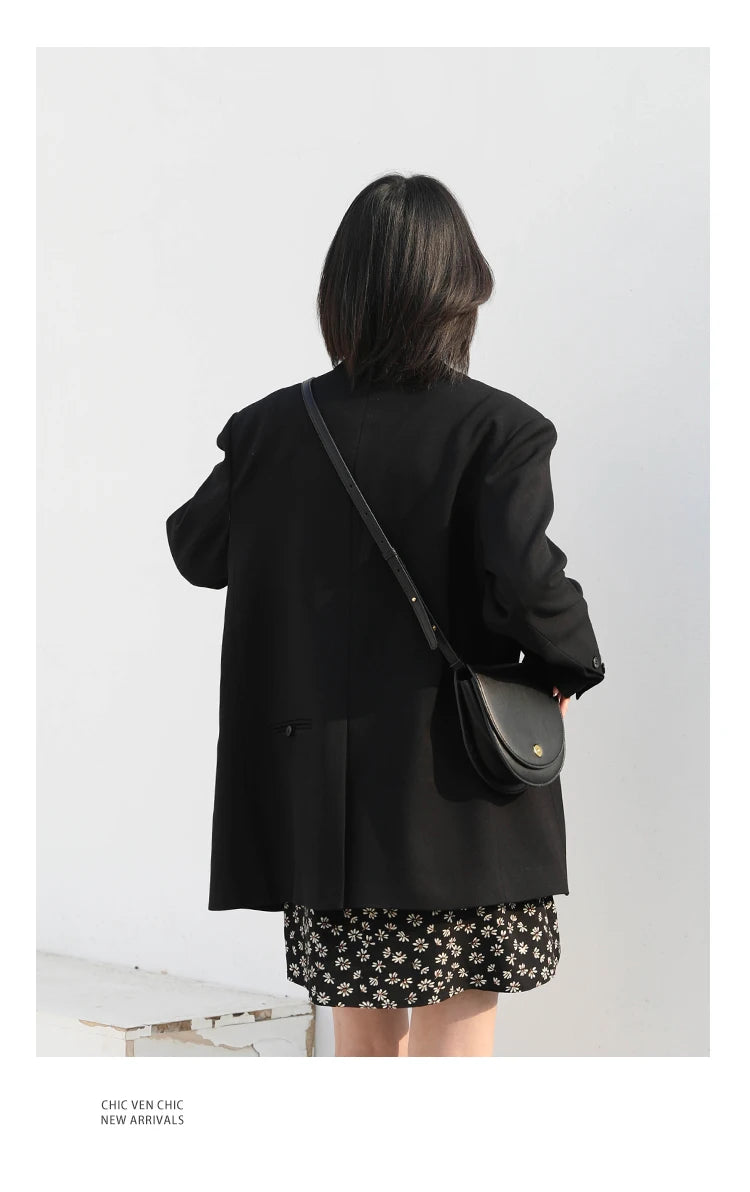 CHIC VEN Women's Solid Blazer Long Sleeve Office Wear