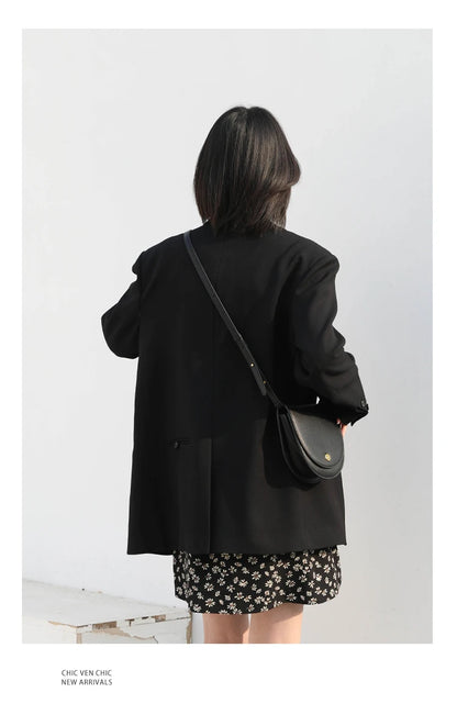 CHIC VEN Women's Solid Blazer Long Sleeve Office Wear