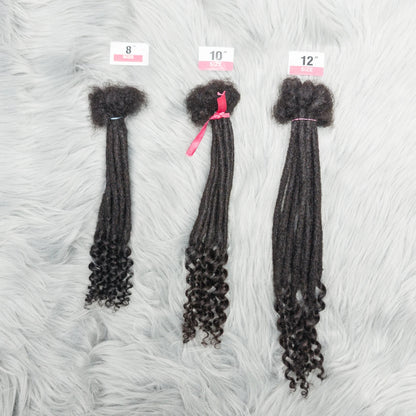 Natural Human Hair Dreadlock Extensions 8-12 Inch Curly Ends