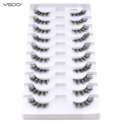 YSDO 5/10 Pairs Natural Soft Black Half Lashes