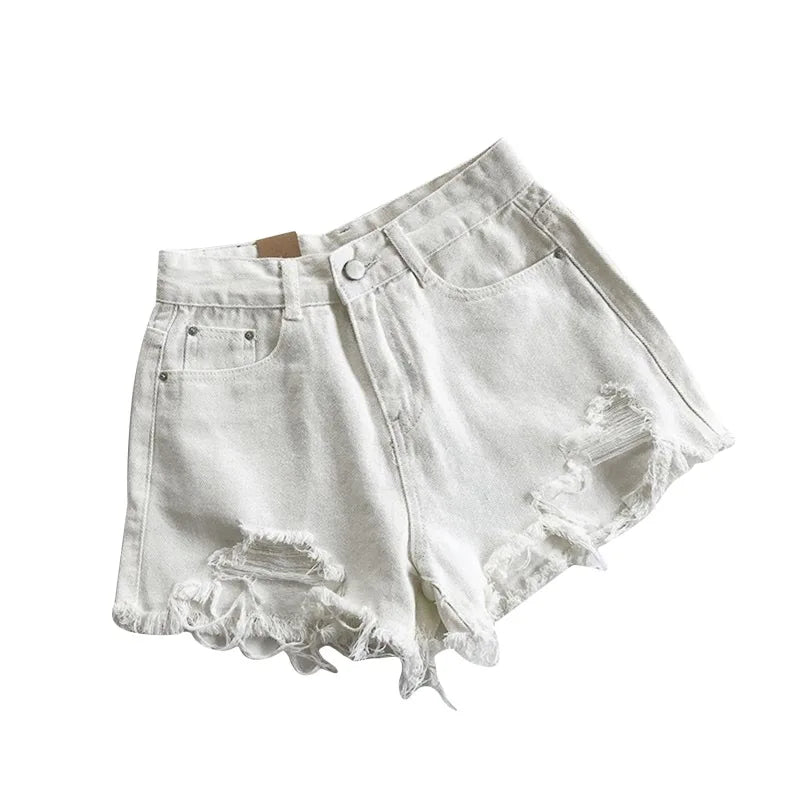 High Waist Ripped Denim Shorts for Women Summer Casual