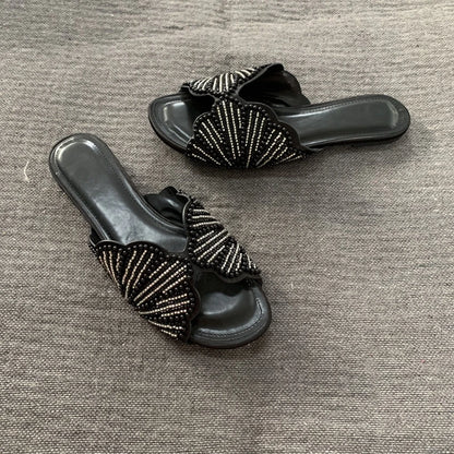 Luxury Faux Pearl Summer Flat Sandals for Women