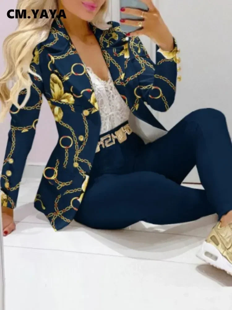 Paisley Butterfly Blazer Suit and Pants Set for Women