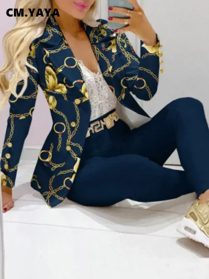 Paisley Butterfly Blazer Suit and Pants Set for Women