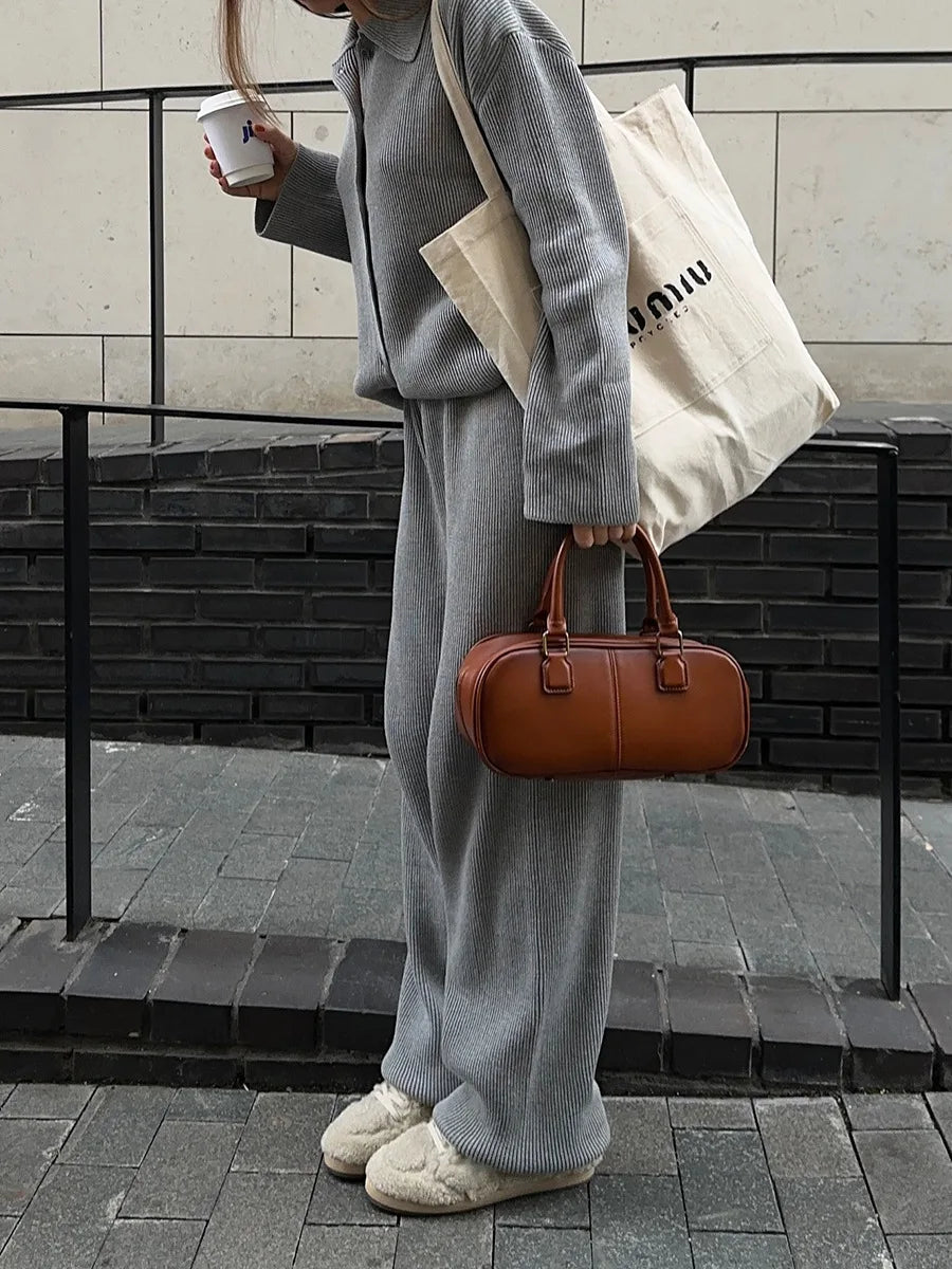 Knit Cardigan Pants Set for Women - Thick and Warm Outfit