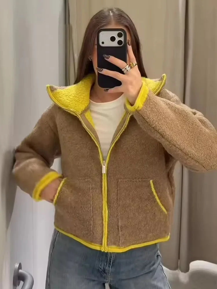 Casual Zipper Jacket Coat for Women in Polyester