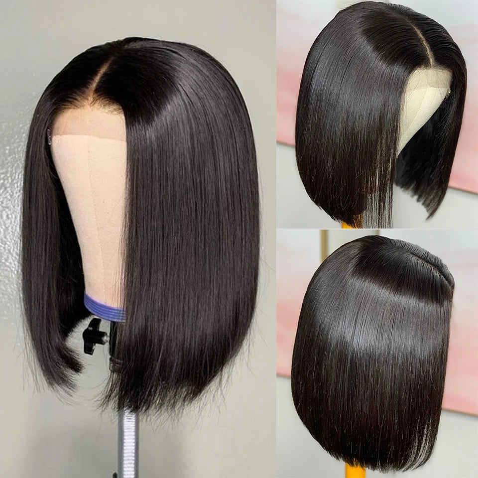 Bob Straight Lace Front Wig 16 Inch Human Hair