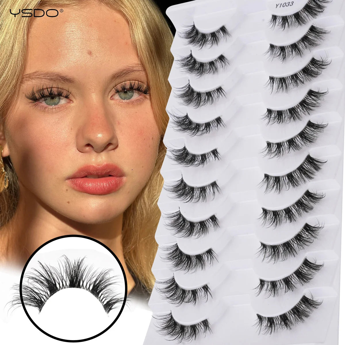 YSDO 5/10 Pairs Natural Soft Black Half Lashes
