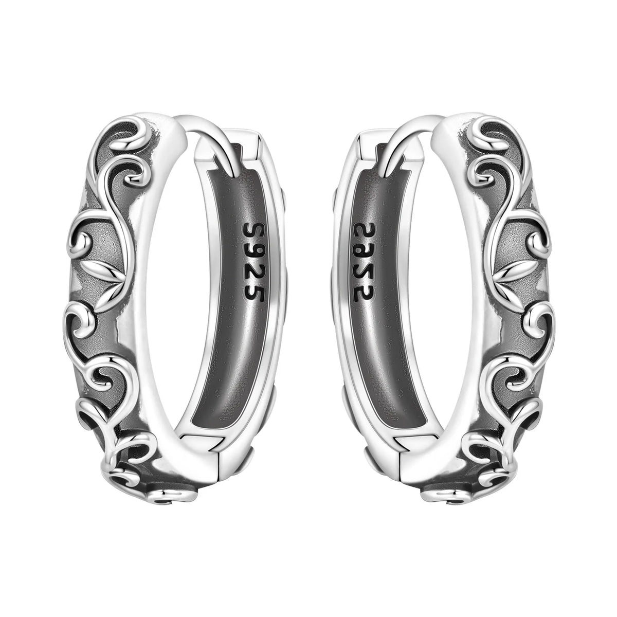 S925 Sterling Silver Iris Flower Hoop Earrings for Women