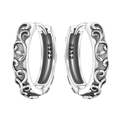 S925 Sterling Silver Iris Flower Hoop Earrings for Women