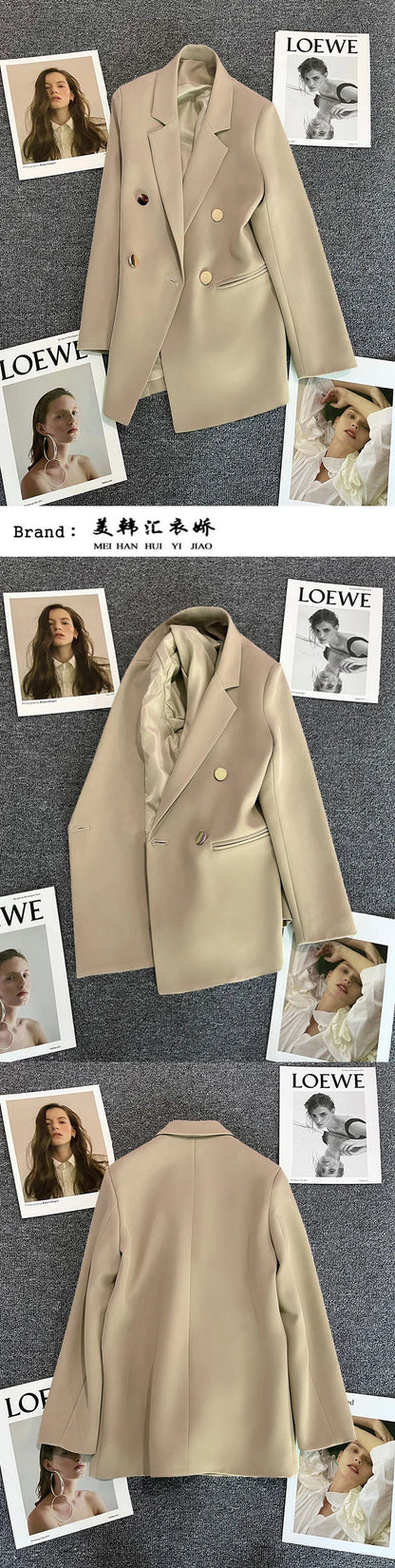 Candy Color Slim Blazer with Notched Collar and Metal Buttons