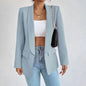 Solid Polyester Cotton Long Sleeve Women's Blazer